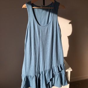 Sundance Blue A-Line Jersey Tank Dress Raw Hem
